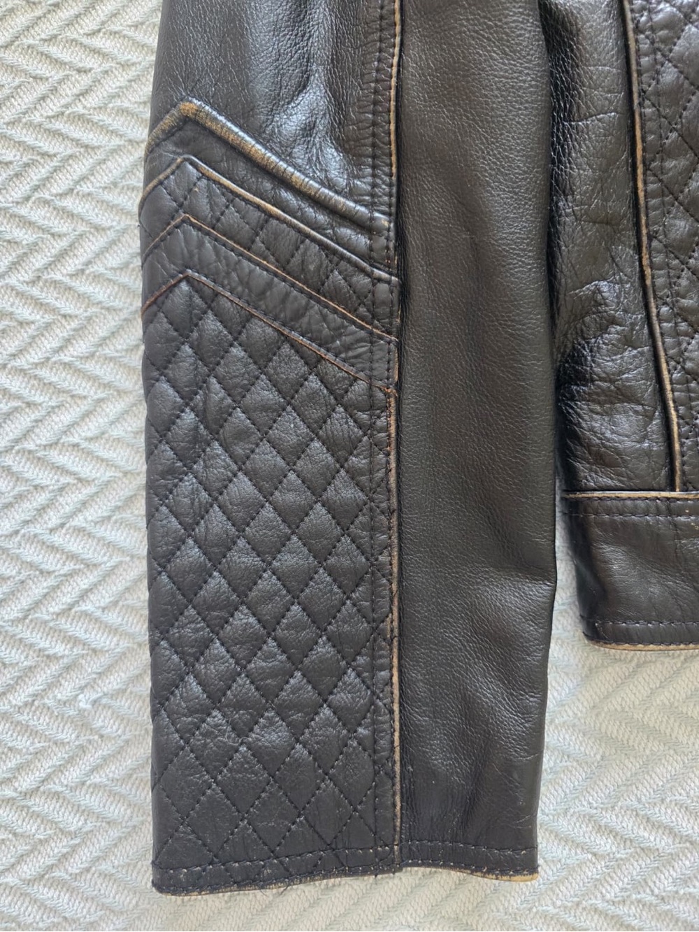 Affliction Dark Brown Embossed Leather Bomber Jacket. Limited Edition - Picture 9 of 15